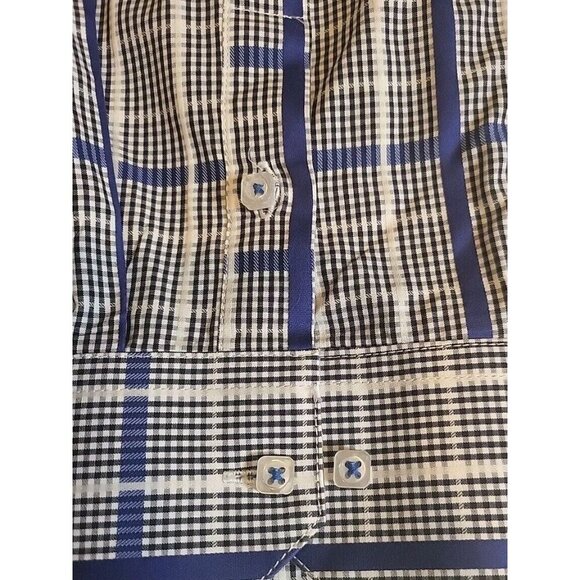 John Randall Collection Mens 2XL XXLButton Down Long Sleeve Blue White Black EUC - Picture 4 of 10